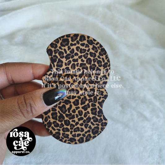Leopard Print Car Coasters | Set of 2